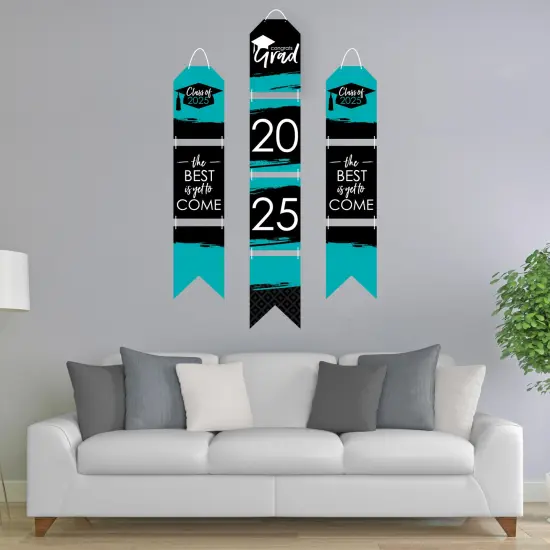 Big Dot of Happiness Teal Grad - Best is Yet to Come - Hanging Vertical Paper Door Banners - 2025 Turquoise Party Wall Decor Kit- Indoor Door Decor {3}