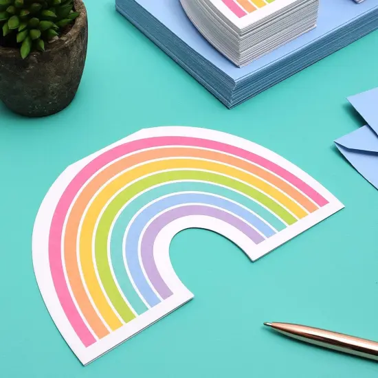 Die-Cut Rainbow Invitation Cards with Envelopes (36 Pack) Multicolor {3}