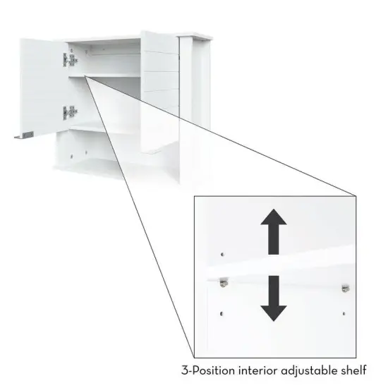 White 2 Door Wall Mounted Bathroom Storage Cabinet {3}