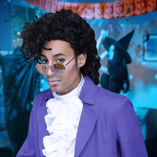 Purple Pain Rock Star Costume Wig Adult Men {3}