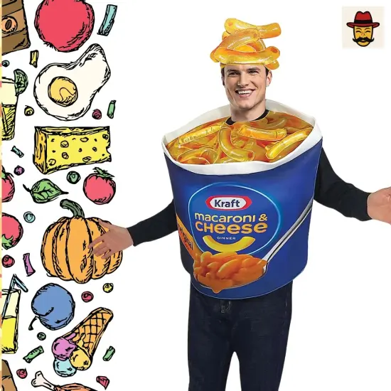 Mac And Cheese Cup Adult Costume Funny Food Halloween Tunic With Headpiece {4}