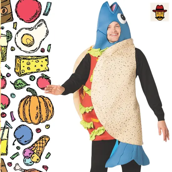Fish Taco Costume Funny Food Suit with Fish Head and Tail Halloween Party Outfit {4}