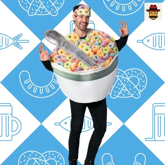 Adult's Bowl of Cereal with Spoon Costume Funny Food Look {6}