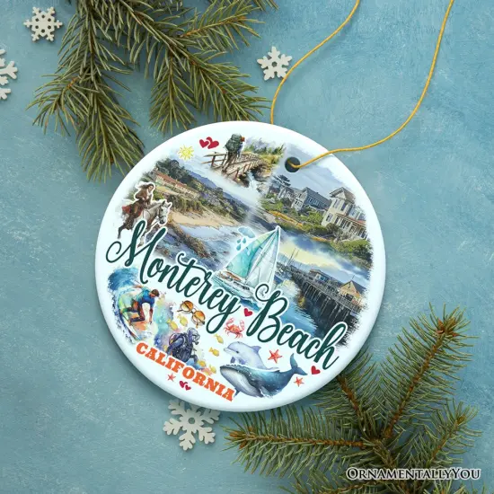 Monterey Beach Artistic Christmas Ornament, California Coastal Marine Life Decoration {7}
