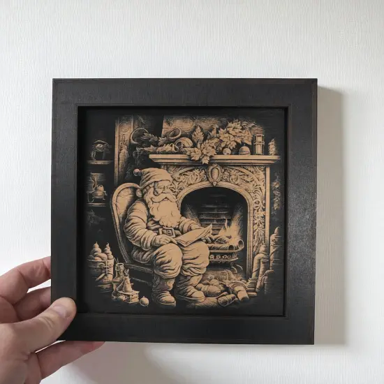 Framed Art - CUSTOM - Santa Fireplace {2}