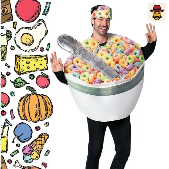 Adult's Bowl of Cereal with Spoon Costume Funny Food Look {3}