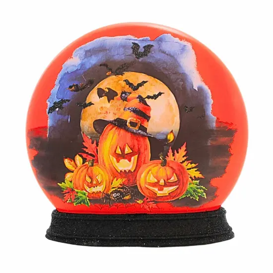 Stony Creek 7.0 Inch Frequent Flyer Pre-Lit Round Orb Halloween Lighted Glass Accent , Halloween Decor PUMPKINS {3}