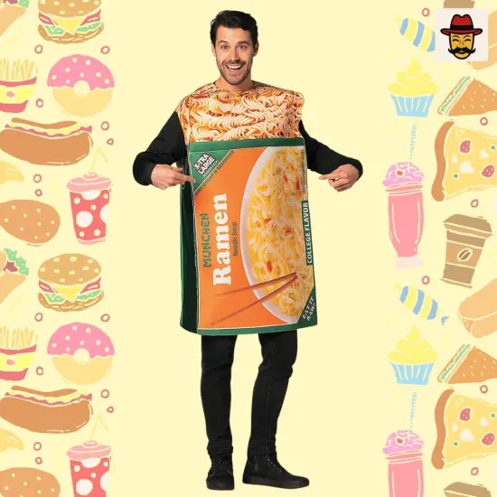 Adults Ramen Noodles Costume Funny Food Foam Tunic Photo Print Halloween Party Outfit {1}