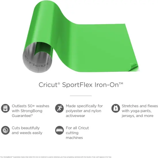 SportFlex Iron On Vinyl - Neon Green (12' x 24'), HTV Heat Transfer Vinyl for Sportswear {2}