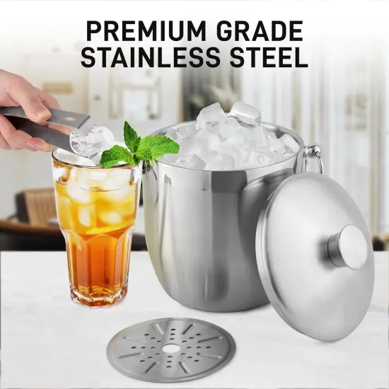 Kitchen Premium Stainless Steel Double-Wall Insulated Ice Bucket Kit {4}