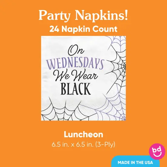 Big Dot of Happiness Goth Girl Napkins, Black and Purple Halloween or Gothic Birthday Party Decor, White 3-Ply Paper Luncheon Napkins - 24 Count {7}
