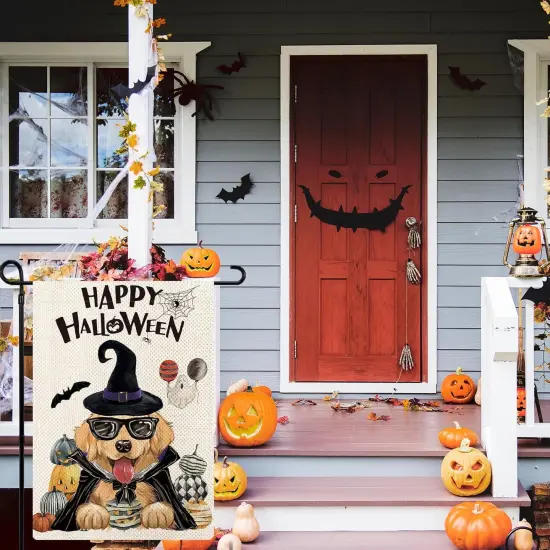 12x18 Inch - Golden Retriever Happy Halloween Garden Yard Flags(Golden Retriever) {4}