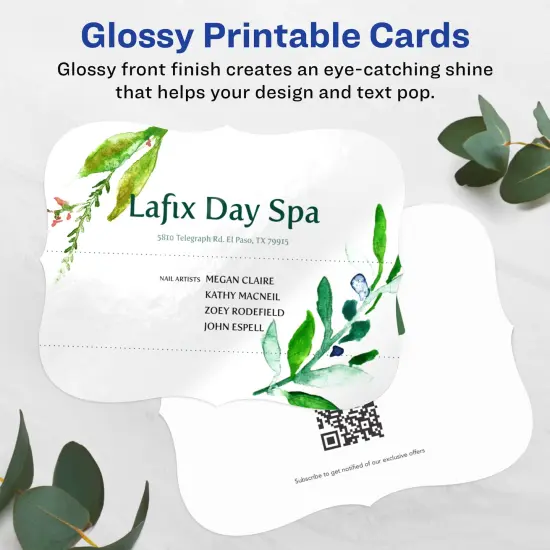 Avery 4-1/4" x 5-1/2" Rectangle Flourished Edge, Glossy White Postcards {2}