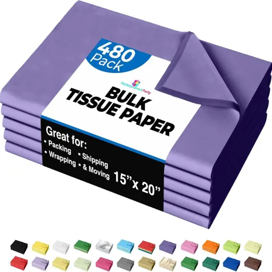 Tissue Paper for Gift Bags - 15" x 20"Bulk Tissue Paper Dark Blue 480 Sheets - 10lb Newsprint for Packing, Birthday Gift Box Filler, Packing Supplies for Moving SuppliesPurple {1}