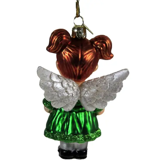 Noble Gems 4.0 Inch Irish Angel Tree Ornament , Harp Saint Patricks Day Green {2}