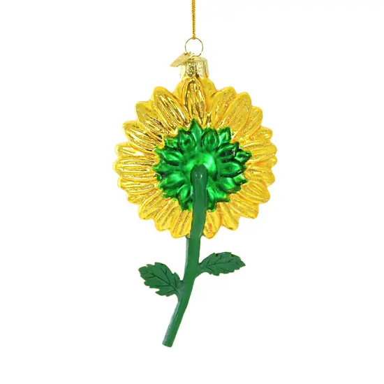 Noble Gems 6.0 Inch Sunflower Glass Ornament Tree Ornament , Ladybug Flower Yellow {2}