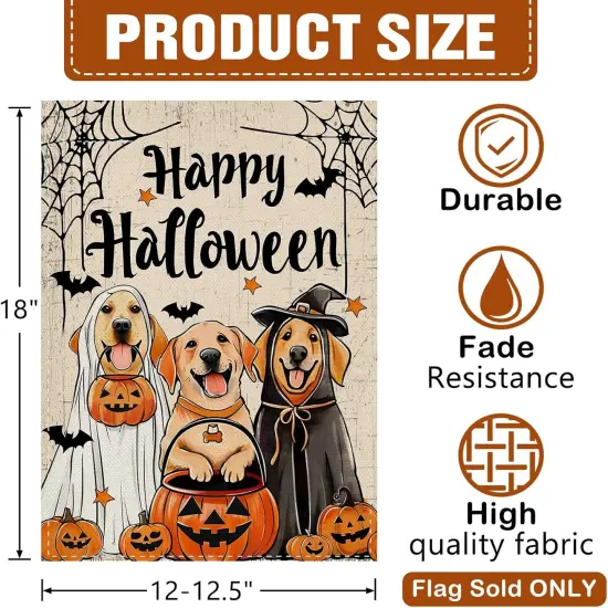 Happy Halloween Ghost Dogs Decorative Garden Yard Flag - 12 x 18inch(Three Ghost Dogs) {4}
