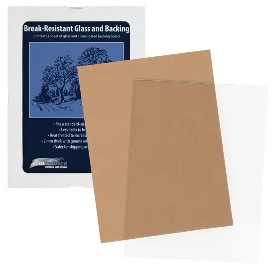 Ambiance Break-Resistant Picture Frame Glass and Backing, 9x12" Pack of 6, for Replacement or Empty Frames, 2mm Thick, Rounded Edges for Safe Handling, White Corrugated Cardboard {6}