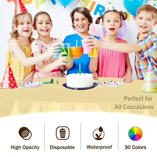 Exquisite Disposable Round Plastic Tablecloths &ndash; 6 Pack 84" Disposable Table Cloths &ndash; Indoor/Outdoor Party Tablecloth &ndash; Round Plastic Table Cover for Events & Party Supplies Light Yellow {5}