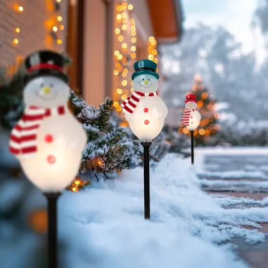 Northlight Lighted Snowmen Christmas Outdoor Pathway Markers - 16" - Set of 3 White {1}