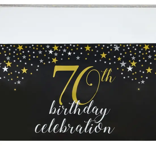 3 Pack 70th Birthday Plastic Table Covers, Disposable Tablecloths for Cheers to 70 Years Party Decorations (54 x 108 In) Black {5}