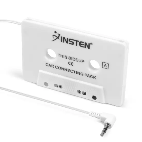 Insten Universal Car Audio Cassette Adapter, White for Apple iPad Mini 5 iPad Air 2019 iPhone 6 6s Samsung Galaxy S10 S10+ S9 S9+ Plus S8 S7 Note 5 4 LG K20 Plus K8v K7 Stylo 3 G4 G3 HTC One M7 M8 M9 {6}