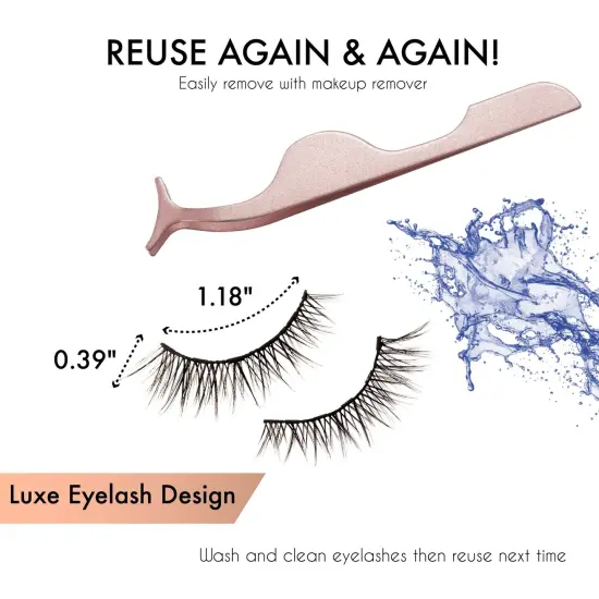 Magnetic Eyelashes with Eyeliner Kit, Zodaca Magnetic Eyeliner and Magnetic Lash, Reuseble Eyelash No Glue Required Natural Look Eyelashes Extensions Pink {4}