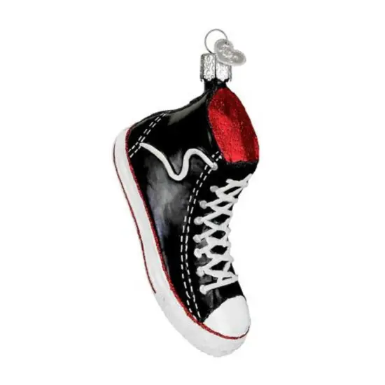Old World Christmas 2.0 Inch High Top Sneaker Christmas Tree Ornament , American Classic Style Black {1}
