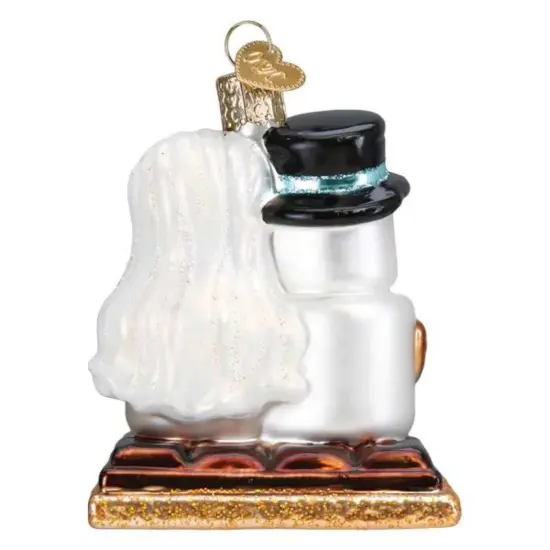 Old World Christmas 3.5 Inch S'mores In-Love Tree Ornament , Ornament Bride Groom Marshmallow White {2}