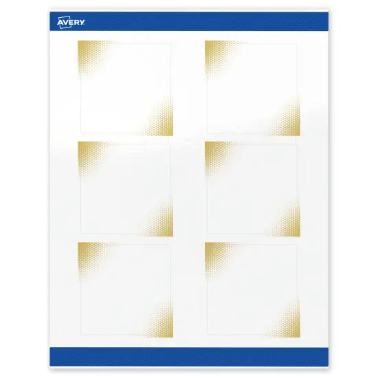 Avery Printable Square Labels with Sure Feed Technology, Pre-Printed Gold Blush Pattern, Glossy White, 3" x 3", Laser & Inkjet Compatible, 60 Total, Great for Branding, Marketing, and Events {1}