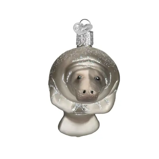 Old World Christmas 2.5 Inch Manatee Tree Ornament , Ornament Sea Ocean Mammal Fish Gray {2}
