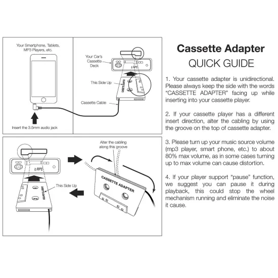 Insten Car Audio Aux Cassette Adapter with 3.5mm Cord, Black {5}