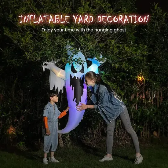 5ft Halloween Inflatable Blow up Hanging Ghost Color Changing Lawn Garden Yard {4}