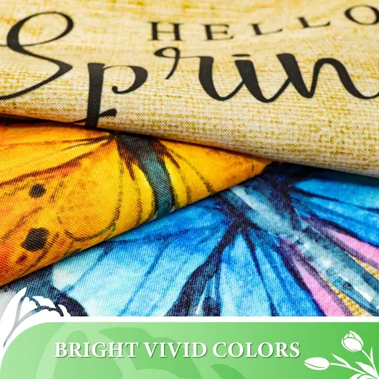 G128 - Hello Spring Butterflies and Flowers Garden Flag | 12x18 Inch | Printed 150D Polyester - Rustic Holiday Seasonal Outdoor Flag {3}