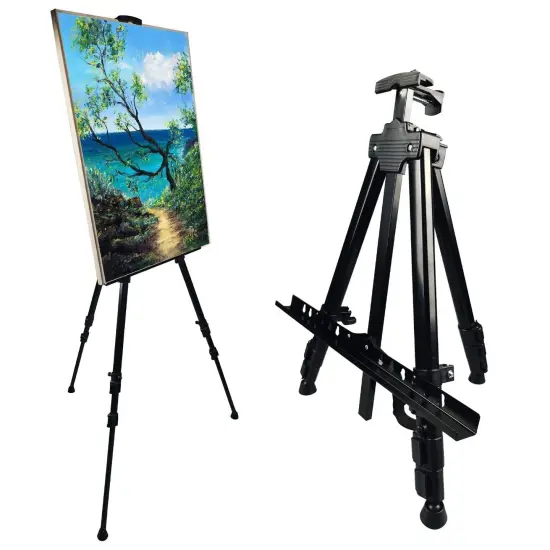 Art Painting Display Artist Easel Stand,Ns Jymb Portable Metal Adjustable Easels for Painting Canvases Height from 17 to 66 Inch - Carry Bag for Table-Top/Floor Displaying and Wedding Signs - Black {2}