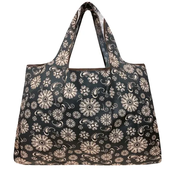 Wrapables Large Foldable Tote Nylon Reusable Grocery Bags, 6 Pack, Vibrant Bouquet {4}