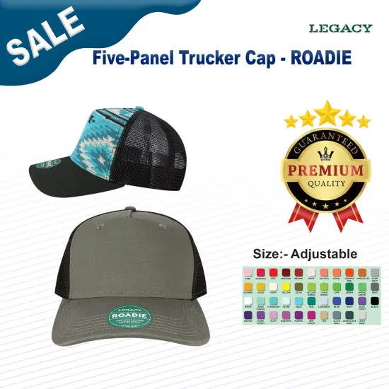 LEGACY&reg; Five-Panel Trucker Cap Mustard Cord/Dk Gry {3}