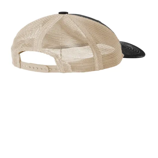 Port Authority&reg; Distressed Mesh Back Cap Black/ Khaki {2}