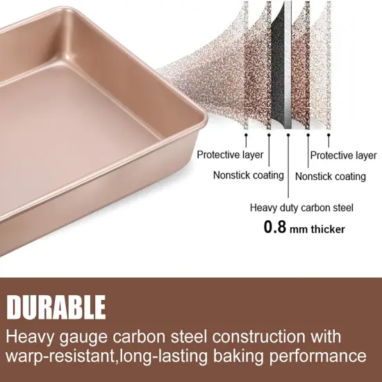 Deep Baking Pans Sets Nonstick,Baking Sheets for Oven,Bakeware Rectangular Cake Pan Set {2}