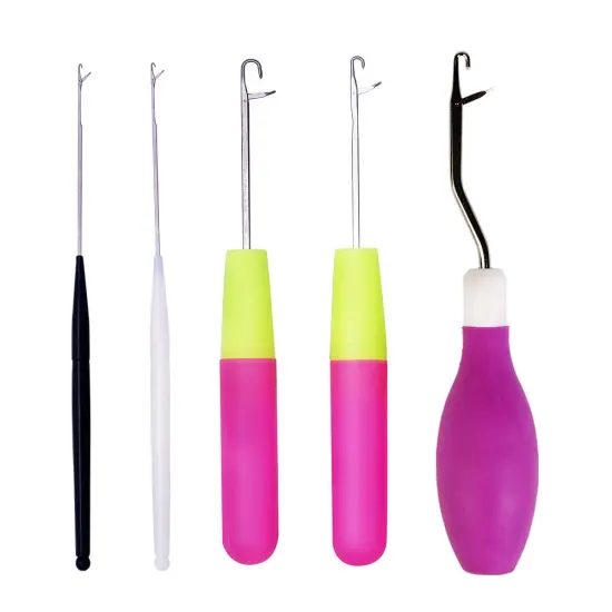 5 Pieces Different Size Latch Hook Set, Latch Hook Crochet Needle, Crochet Hook with Latch, Dreadlocks Crochet Hook Set, Latch Hook Crochet Needle, Bent Latch Hook for Carpet Making {1}