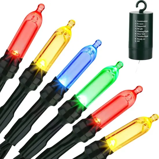 20 Multicolor LED M5 Lights Battery Operated 4" Spacing {5}