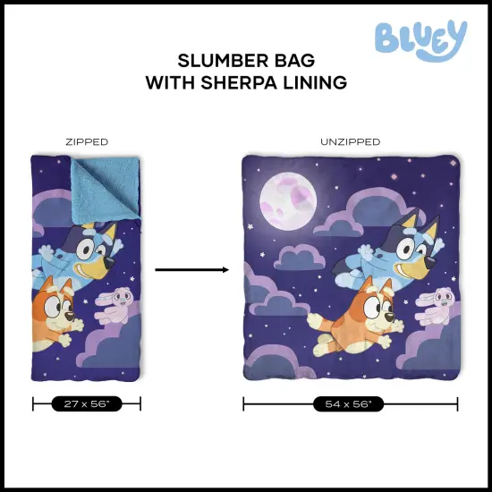 Bluey Slumber Pups Silk Touch Throw Blanket Sherpa Slumber Bag 27&times;56 Inches {6}