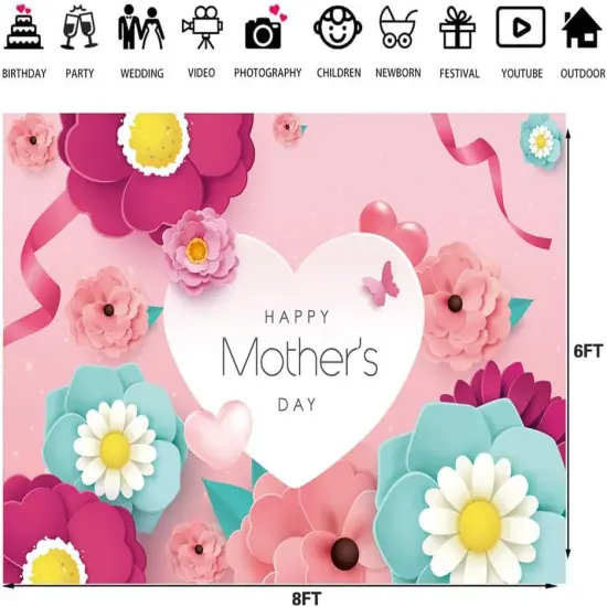 8x6ft Happy Mother's Day Photography Backdrops {4}