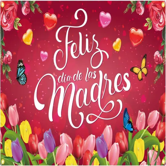 Rose Red Feliz D&iacute;a De Las Madres Backdrop Banner 71 x 45 Inch {1}