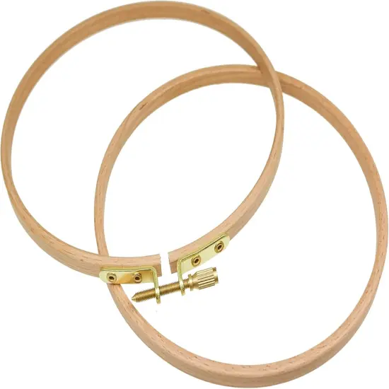 2 Pack 4'' Embroidery Hoop, Guofa 10CM Beech Wood Cross Stitch Hoops, Hanging Embroidery Frame Hoop for Decoration {4}