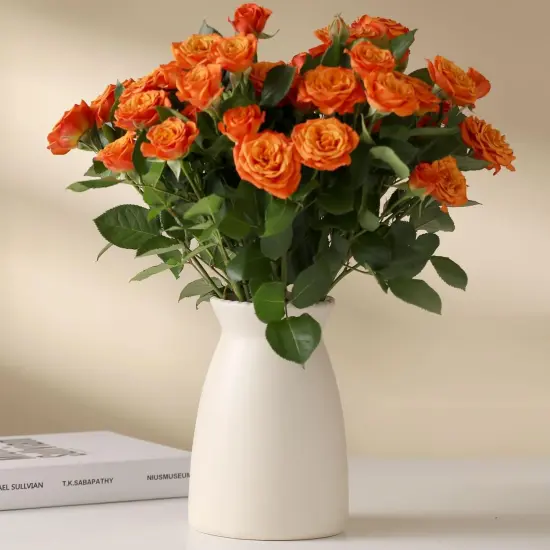 White Ceramic Vase &ndash; Minimalist Home Decor Vase for Flowers, Centerpieces, and Modern Interiors (Cream White) {1}