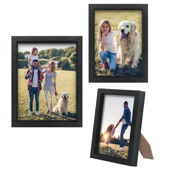 Americanflat Set of 3 Picture Frames - Includes 4x6, 5x7, 6x8 Frames - Black Picture Frames with Deep, High-Quality Molding and Shatter-Resistant Glass for Tabletop or Wall Display {1}