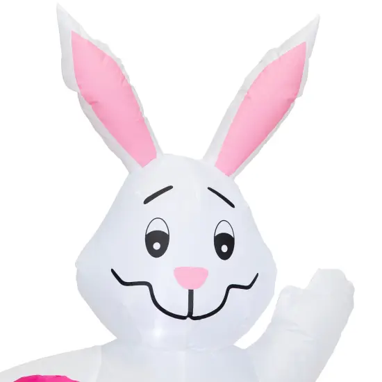 Northlight Inflatable Lighted Easter Bunny with Egg Car Outdoor Decoration - 4' White {7}