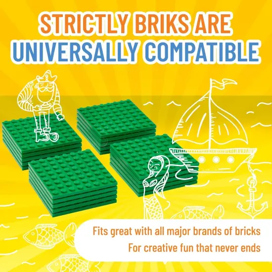 Strictly Briks Classic Building Brick Baseplates, Green, 20 Pieces, 8x8 Studs, Creative Play Set for Ages 3 and Up, 100% Compatible with All Major Brick Brands {4}