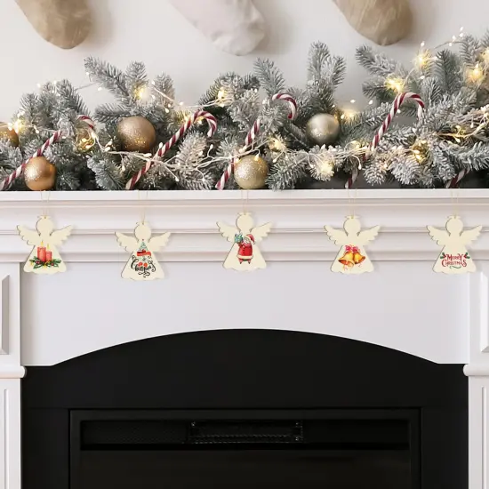 Wooden Christmas Ornaments to Paint - Angel Decoration Cutouts, Unfinished 24PCS, 3.5 x 3 inches, DIY Blank Unfinished Christmas Tree Wood Discs Ornament for Home Crafts Hanging {4}